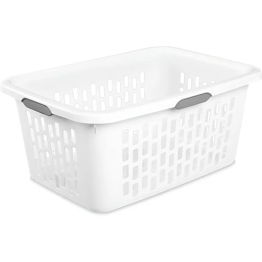 

Plastic Clothes Hamper, Large Rectangle Bin with Comfort Grip Handles and Reinforced Rim, 2 Bushel Capacity, White, 24 Pack