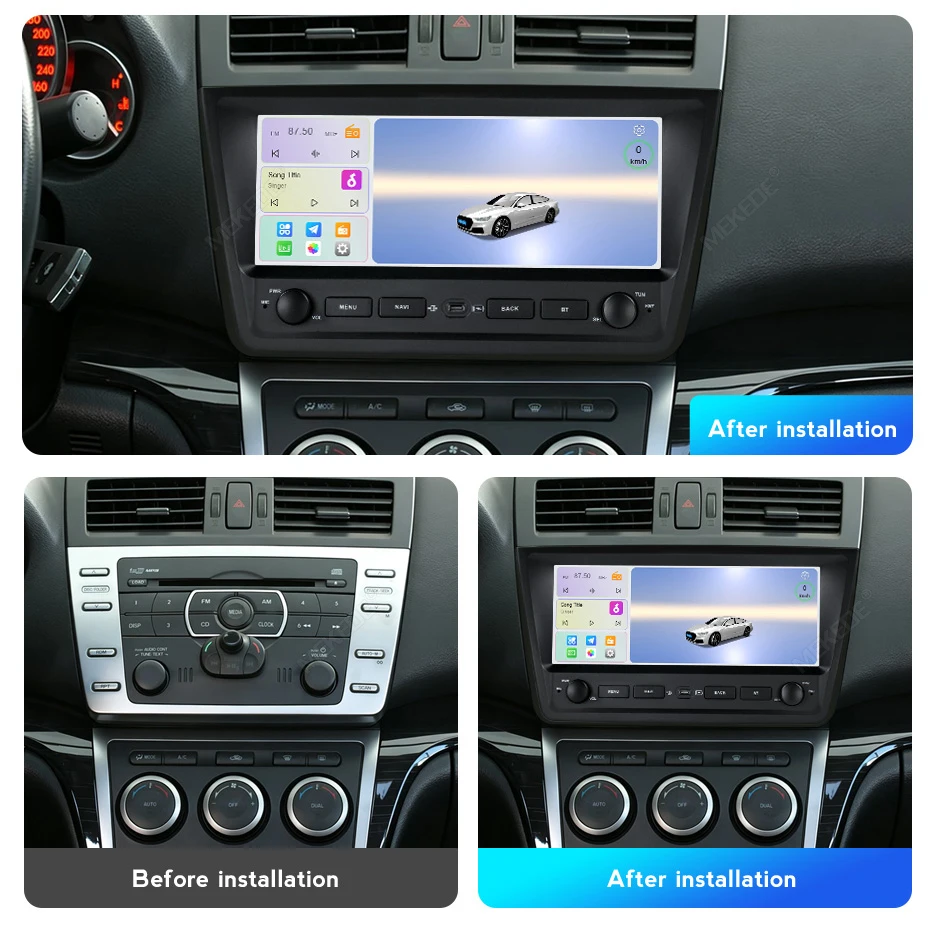 MEKEDE Magazzino UE Senza Tasse, Autoradio con Schermo Touch IPS da 10,26 Pollici, CarPlay Wireless, Android Auto per Mazda 6 Atenza GH 2008-2015, Stereo Multimediale 2 DIN con Ventola di