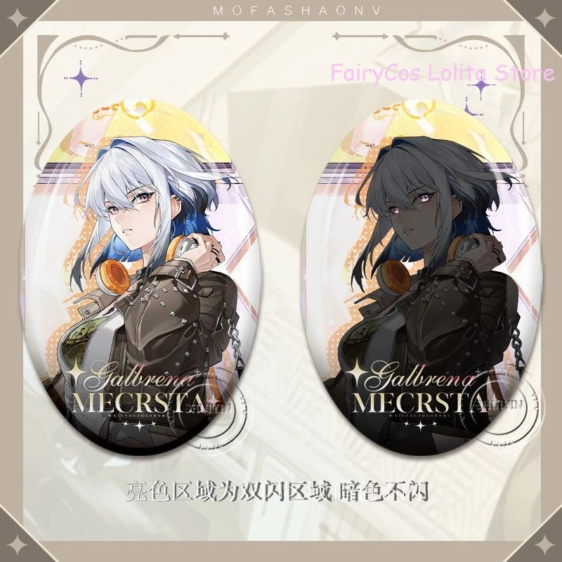 أنيمي lliptical شارة Wuthering موجات GALBRENA CHISA عاكس بروش دبابيس الكرتون Itabag شارة قلادة جمع #6