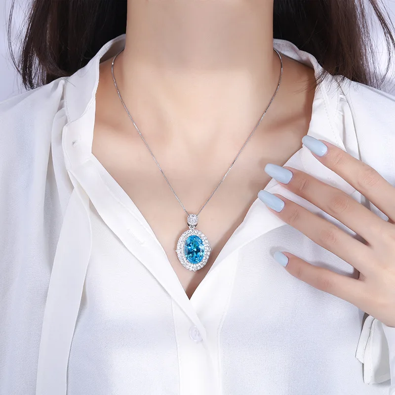 Jewelry Gold-Plated Colored Gems Pendant Necklace Denier Birthday Gift Main Stone 13*18