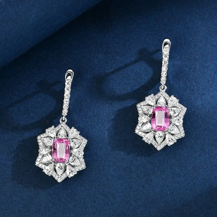 

New 925 Sterling Silver 1ct Fat Square 5 * 7 Earrings European and American Atmospheric Personality Female Trend Wedding Jewelry