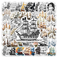 Sketch Sailboat Pirate Ship Stickers Kids DIY Toys Gift Decorative Decal for Scrapbook Junk Laptop Luggage Bottles Waterproof