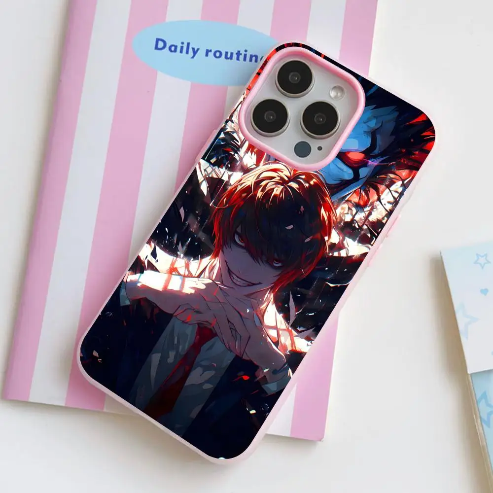 

Death Note Kira Light Jelly Double layer Pink Mobile Phone Case for iPhone 17 16 15 14 13 12 11 Air Pro Max Plus Protective