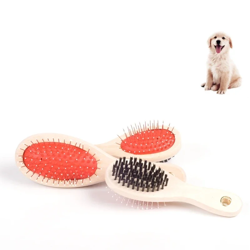 Peine piezas de doble cara para mascotas, cepillo de belleza para perros y gatos, cepillo suave de madera, SUMINISTROS DE ASEO para perros, 1 unidad