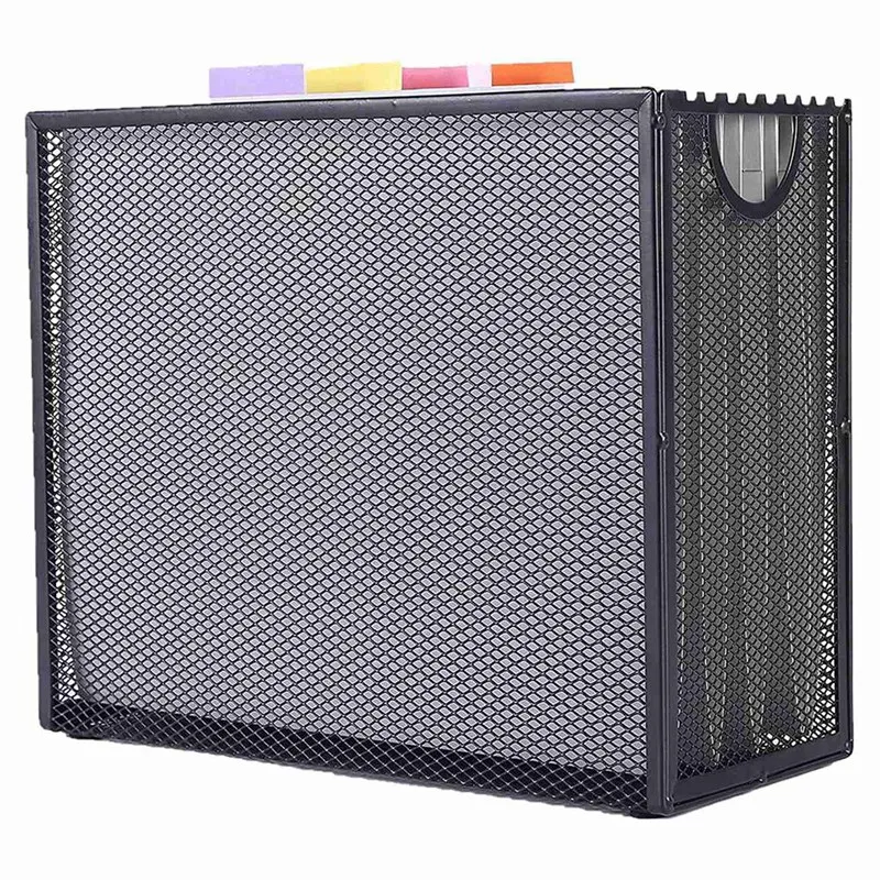 

3X Hanging File Organizer Filing Box,Metal Mesh File Crate Desk Organizer Magazine Holder With 15 Hanging Folders