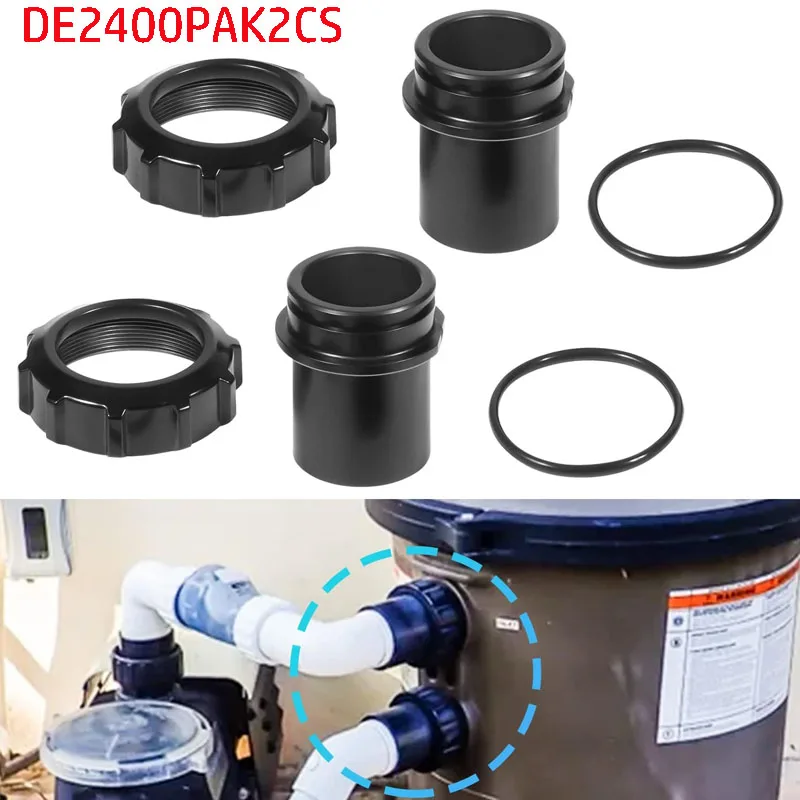 DE2400PAK2CS 2-inch Filter Plumbing Kit, Includes Slip Connector, for Hayward Swim Clear Cartridge Filter Lock Nut and O-Ring