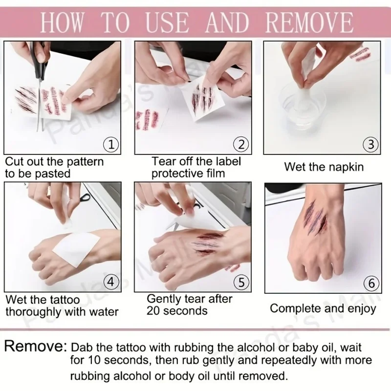 ثلاثية الأبعاد ندبة وهمية الوشم ملصق الجسم الوجه واقعية جرب الوشم المؤقت هالوين الرعب الجرح الدموي ملصقات ماكياج ذاتية الصنع #6