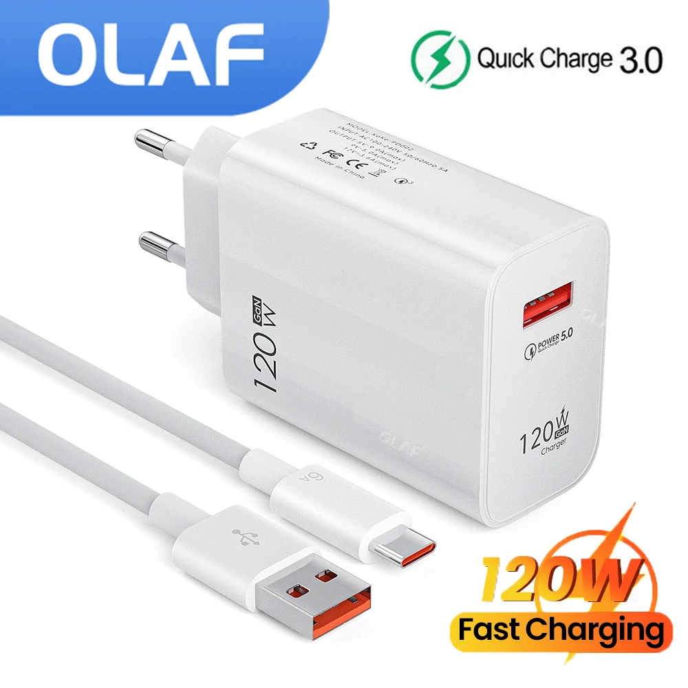 Olaf 120 Вт USB зарядное устройство Быстрая зарядка 3,0 Быстрая зарядка настенный адаптер для iPhone Samsung Xiaomi Быстрая зарядка Type C кабель
