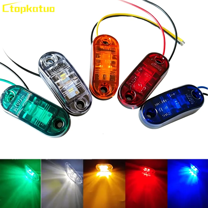 

2 светодиодных овальных передних и задних боковых габаритных фонаря для прицепов и грузовиков, сигнальные лампы 12В 24В, светодиодные габаритные огни для автофургонов