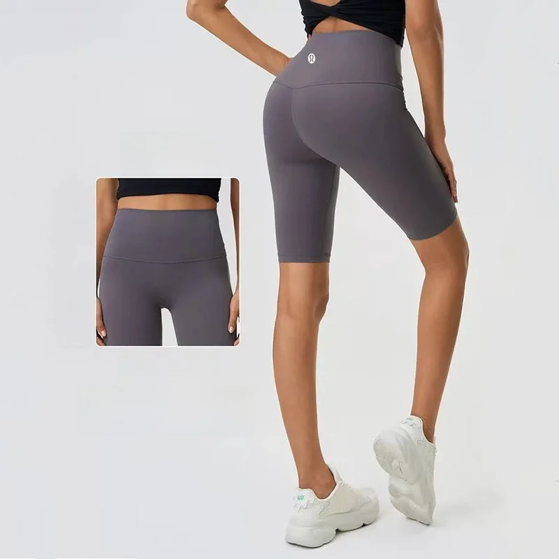 

Спортивные леггинсы Lulelemon с высокой талией для женщин, утягивающие, для йоги и велоспорта, длиной до колена, из нейлона и спандекса