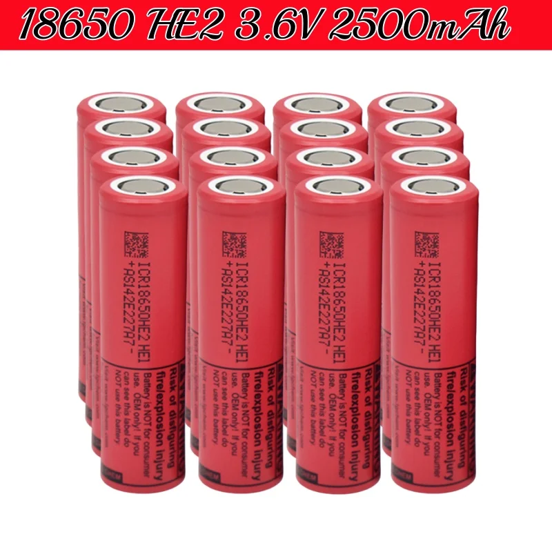 НОВЫЙ аккумулятор 18650 HE2, 3,6 В, 2500 мАч, 3,6 В, 2,5 Ач, аккумуляторная батарея HE2 18650, электроинструменты