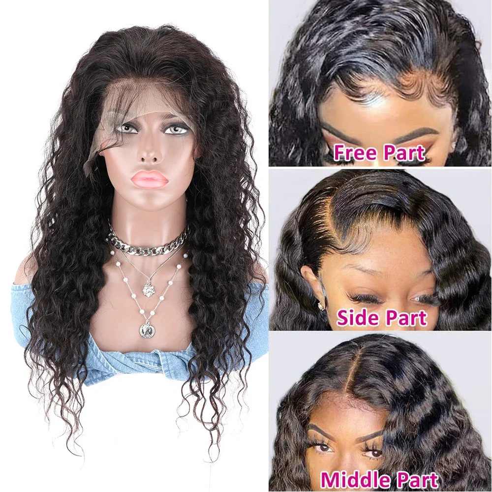 

Virgin Brazilian Deep Wave Lace Frontal Wigs 13x4 Lace Front Wig Water Deep Wave Human Hair Wigs with Baby Hair for Black Women