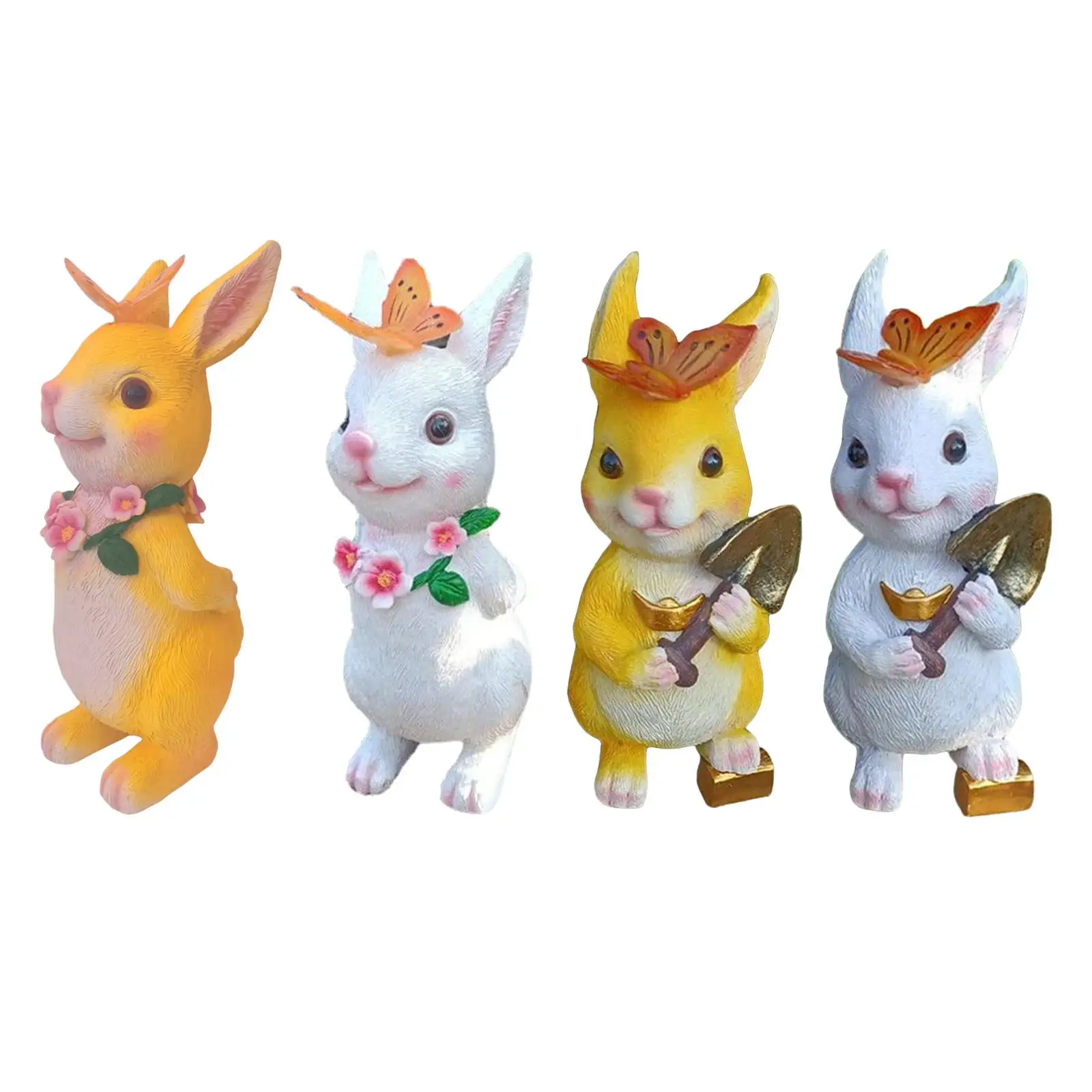

feelfreeau Rabbit and Butterfly Resin Statue Waterproof Outside Pond Garden