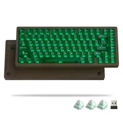 Womier WD75 75% Keyboard with QMK/VIA Wood Gaming Keyboard Tri-Mode Wireless Mechanical Custom Key Board RGB Hot Swappable