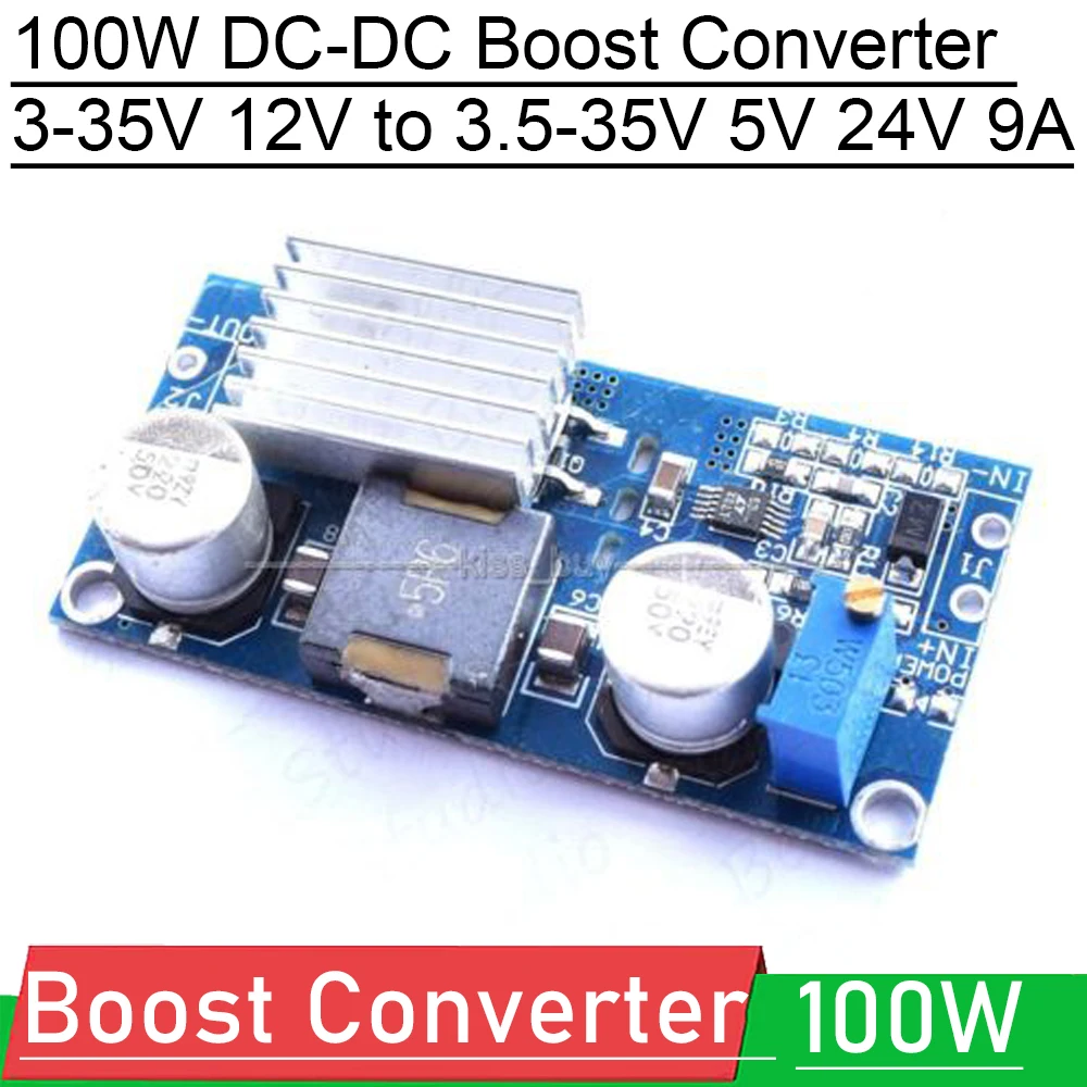 100W DC-DC Tăng Cường Bộ Chuyển Đổi 3-35V 12V Ra 3.5-35V 5V 24V 9A Mô Đun Cung Cấp Năng Lượng