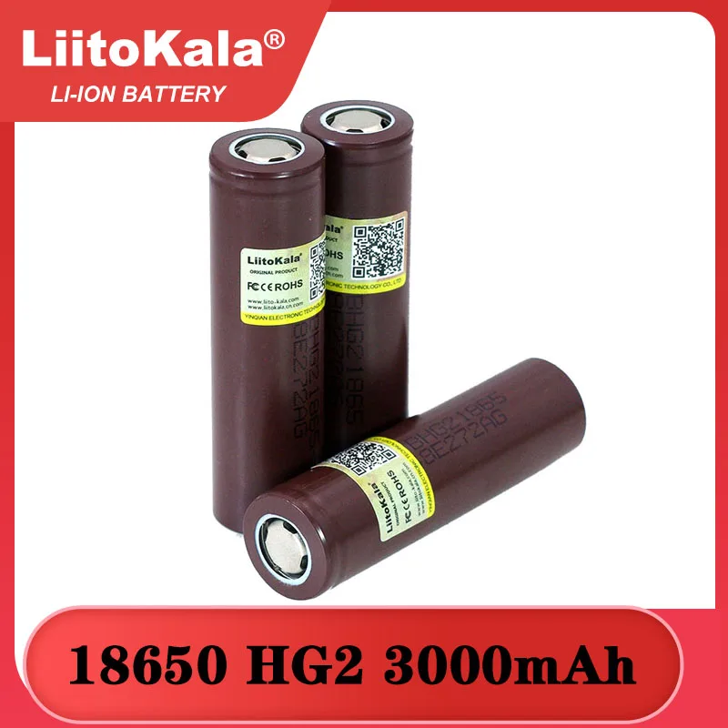 LiitoKala 100% New Original HG2 18650 3000mAh battery 18650HG2 3.6V discharge 20A dedicated For hg2 Power Rechargeable batteries