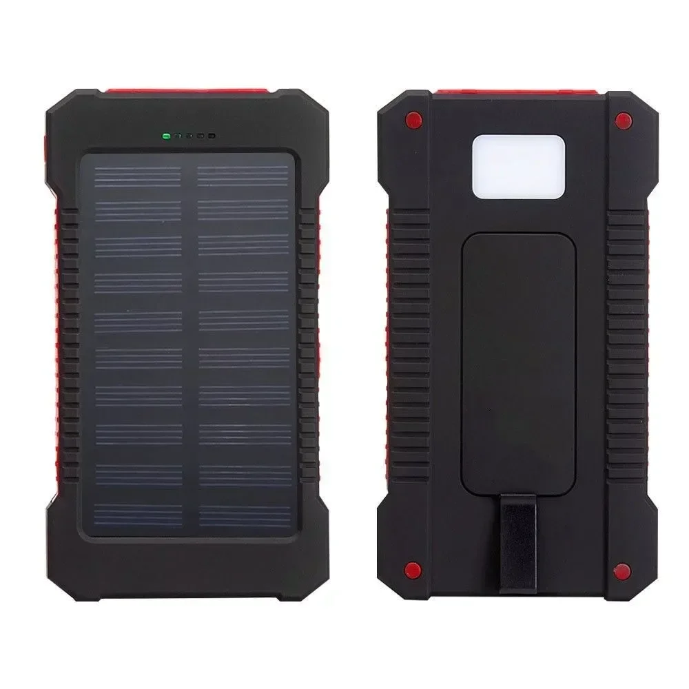 Banco de energía solar portátil para exteriores, cargador externo USB impermeable de 200Ah, adecuado para iPhone, teléfono inteligente, Banco de energía con brújula LED