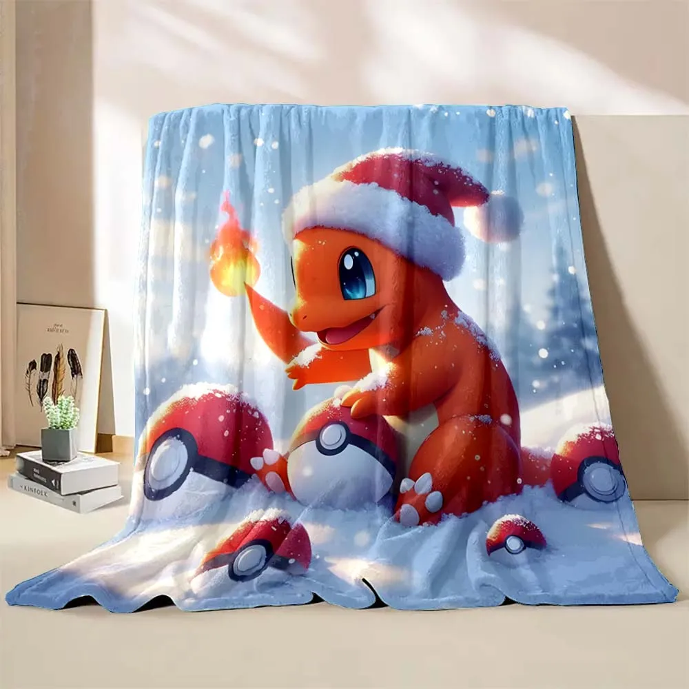 Christmas Pokémon Pattern Blanket Warm Soft Fluffy Kids and Adult Sofa Bed Throw Blanket Suitable Outdoor Travel Camping Office