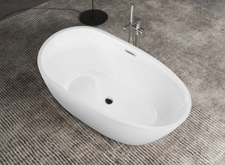 Freestanding Bathtub, Single White Soaking Bathtub, Scratch-resistant and Stain-resistant, Environmentally Friendly and Durable