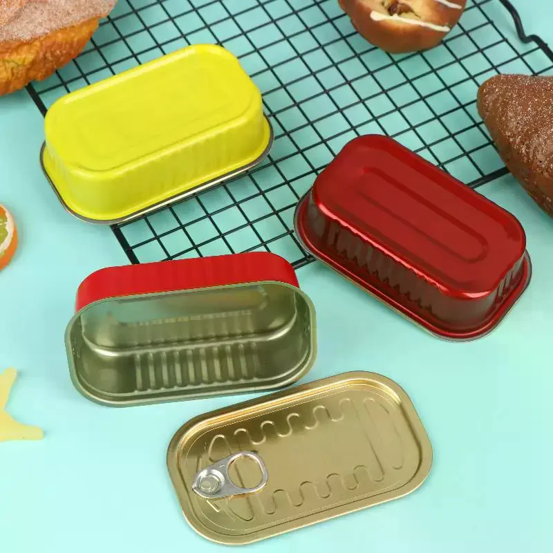 2Pcs Metal Rectangular Empty Mini Tin Box Sealed Food Can With Pull Ring Cover Multipurpose Small Organizer Storage Box