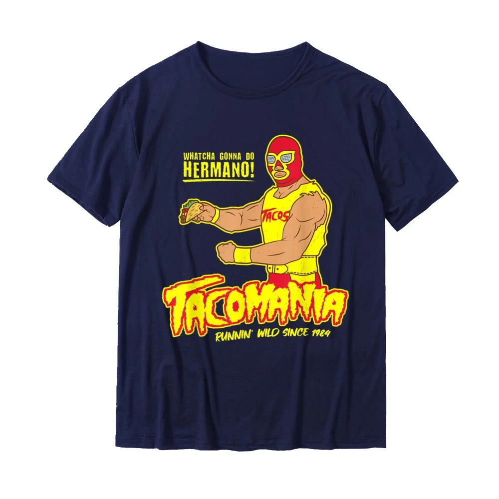 Tacoma Fun Taco Wrestling Luchador Printed T-shirt Unisex Kawaii Top Cotton Short Sleeved Loose Fitting Clothing image 6