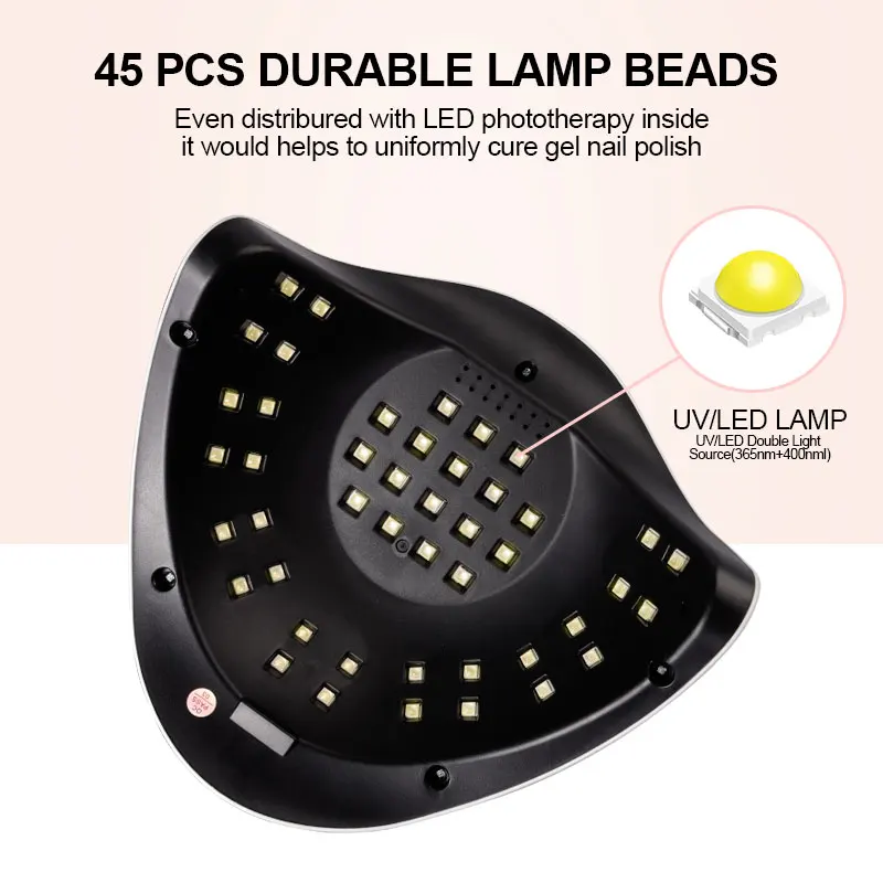 Lampa UV LED 90W do paznokci 45LEDS Lampa do suszenia lakieru żelowego z inteligentnym czujnikiem Profesjonalne suszarki do paznokci Sprzęt do manicure