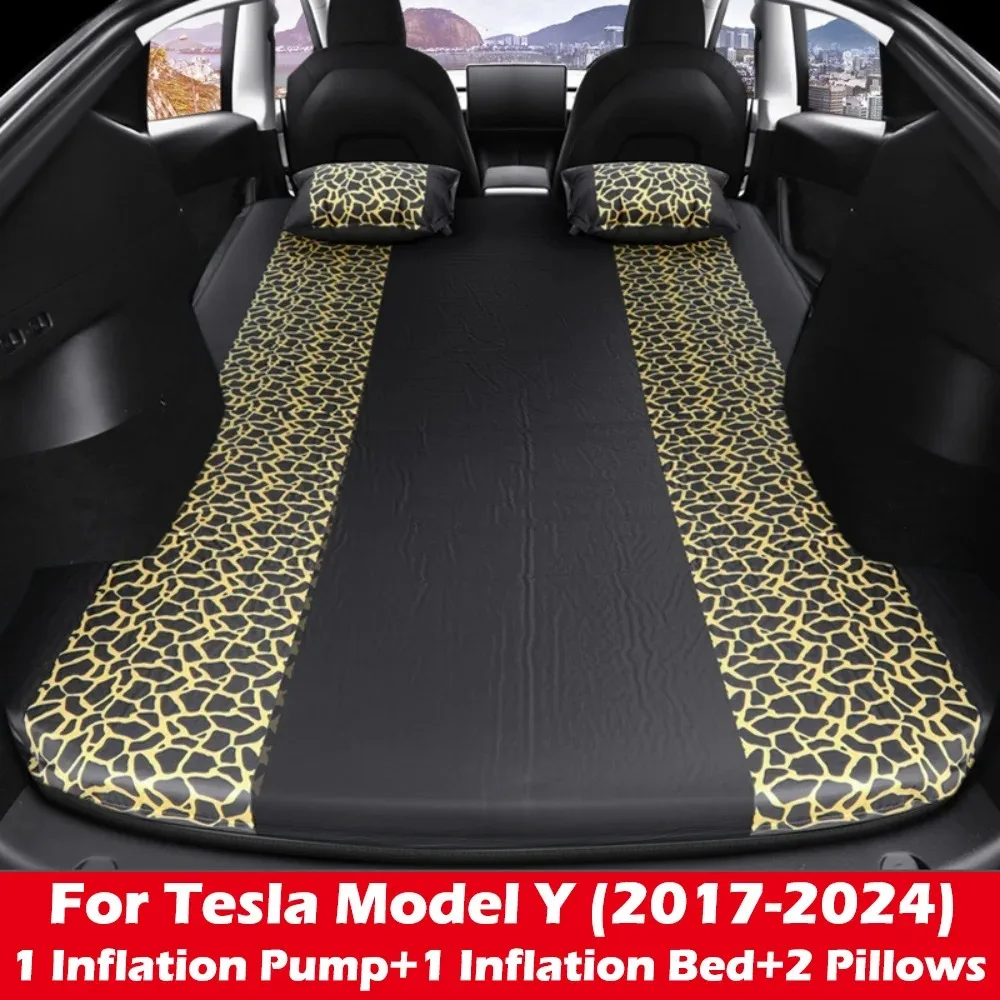 

For Tesla Model 3 Model Y 2017-2024 Inflatable Air Mattress Outdoor Camping Inflatable Special Suede Fabric Car Travel Bed