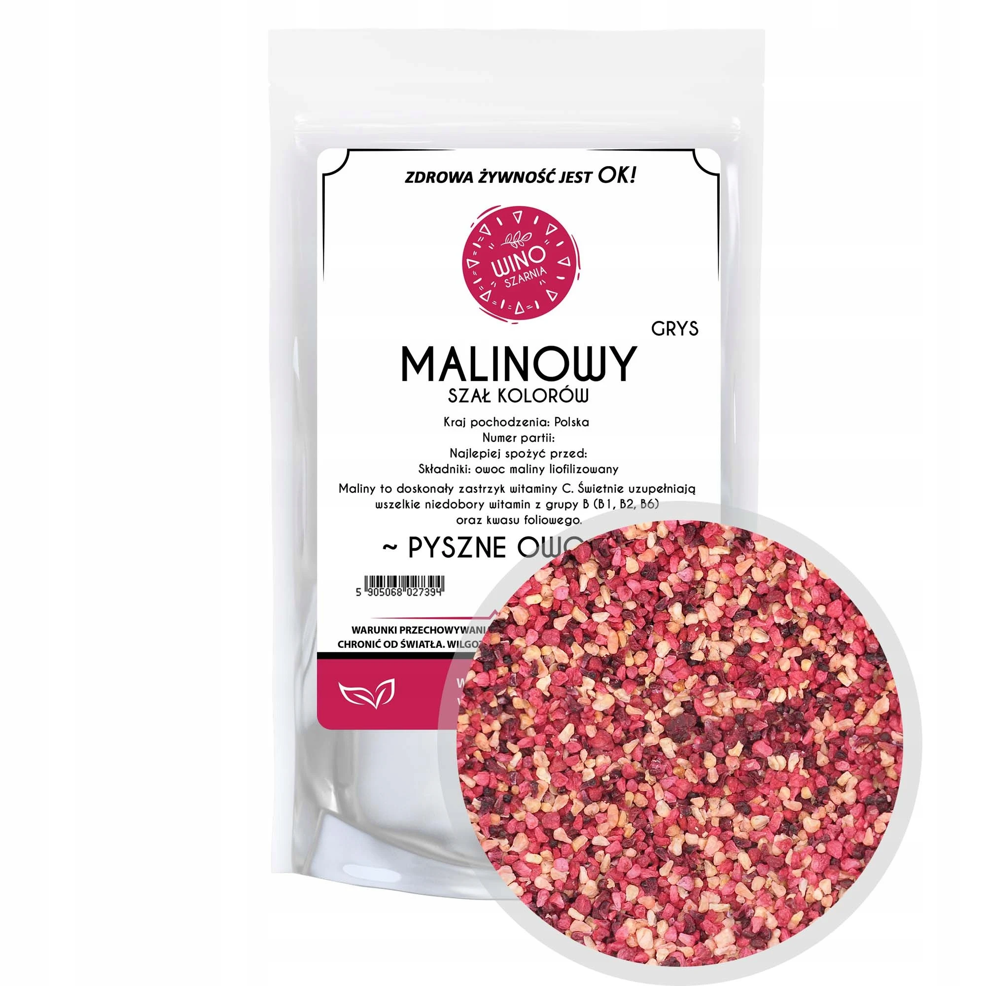 Raspberry Color Rage Grits Fruit Gefreeze-droogde Frambozenrood 60g Doypack