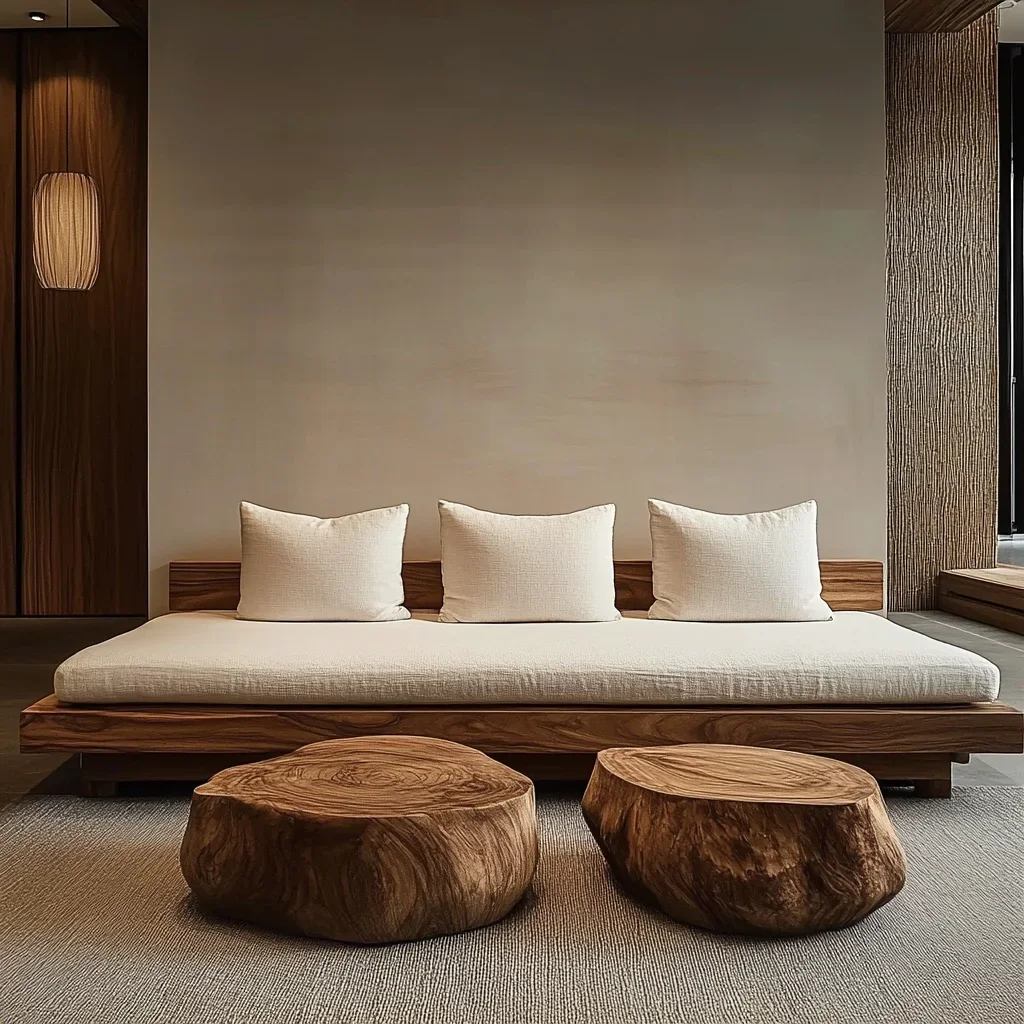 Wabi Sandy Wind Solid Wood Sofa Living Room Small Apartment Modern Simple Homestay Double Triple Straight Row Sofa Combination