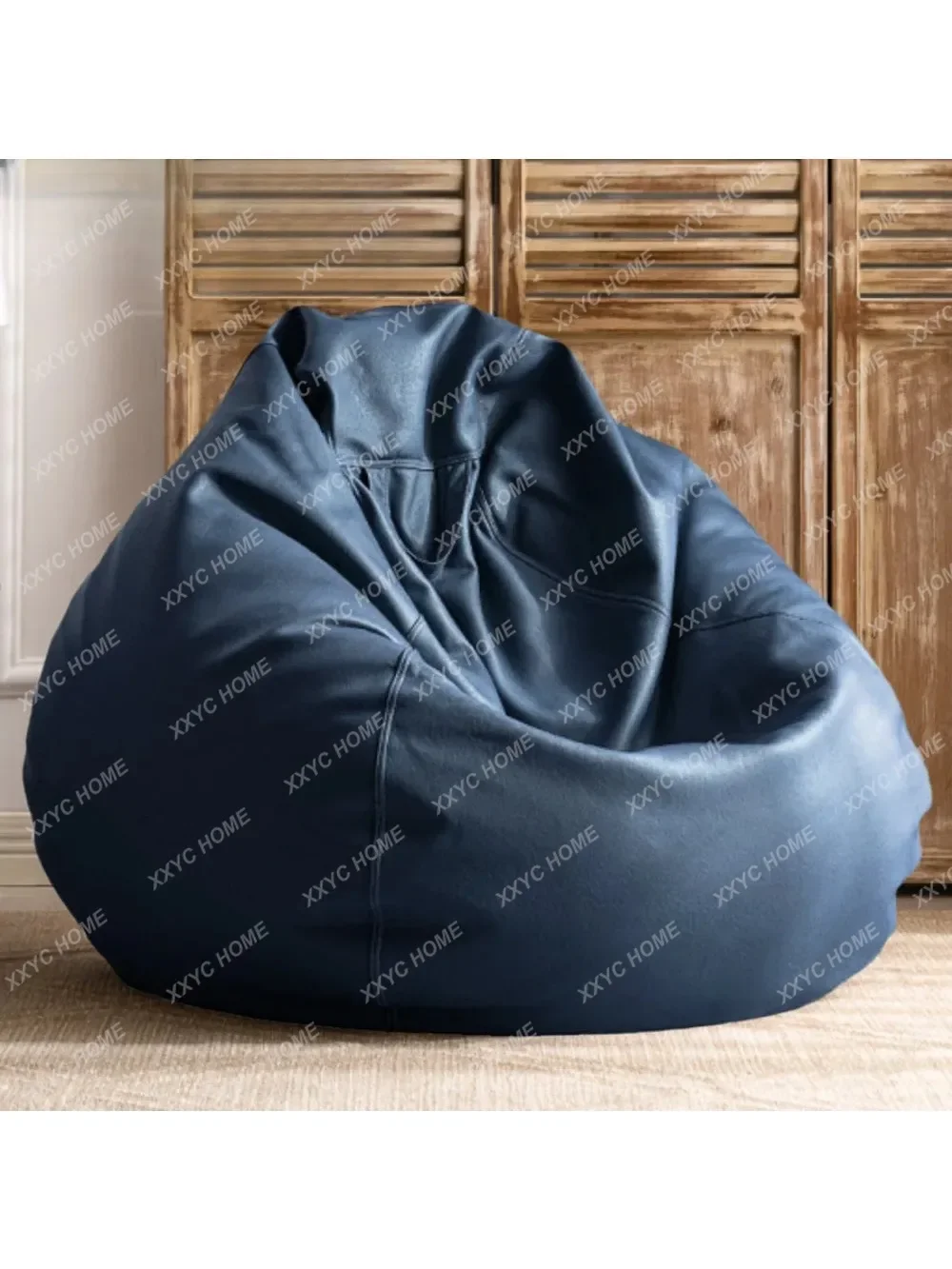 2.3-4ft Luxury Bean Bag Covers No Filler Faux Leather Waterproof Lazy Sofa Pouf Chair Outdoor Beanbag Couch Puff DD004