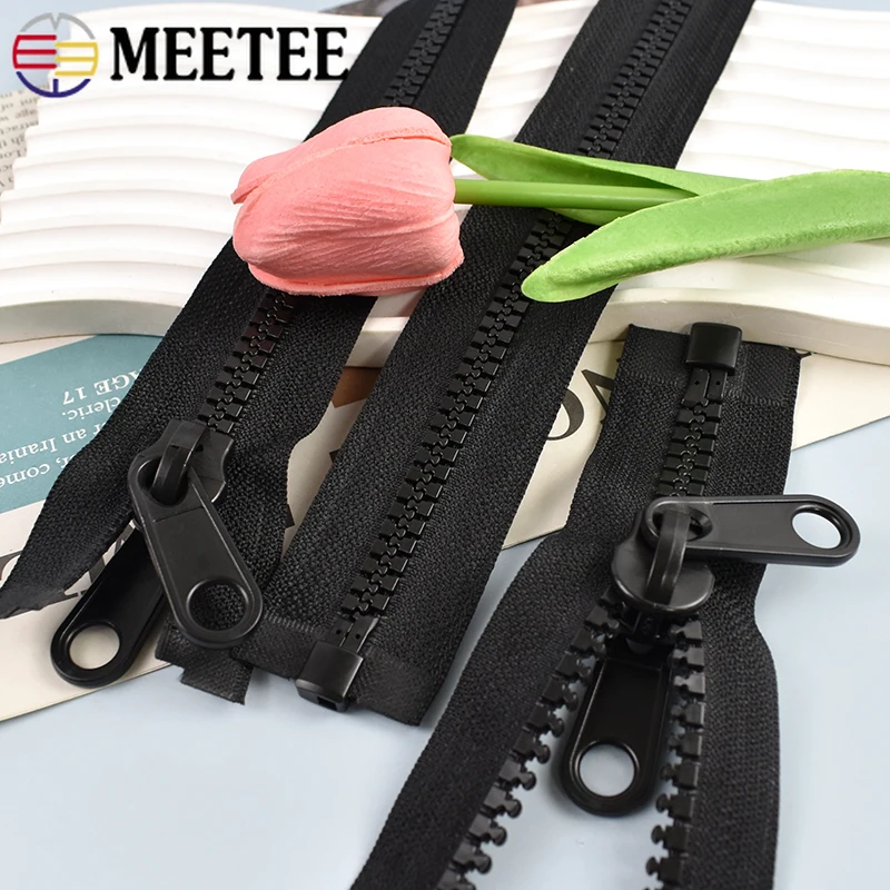 

Meetee 5#8#10# Resin Zippers 60-300cm Double-sided Zipper Closures for Bags Tent Replace Zips Repair Kit DIY Sewing Accessories