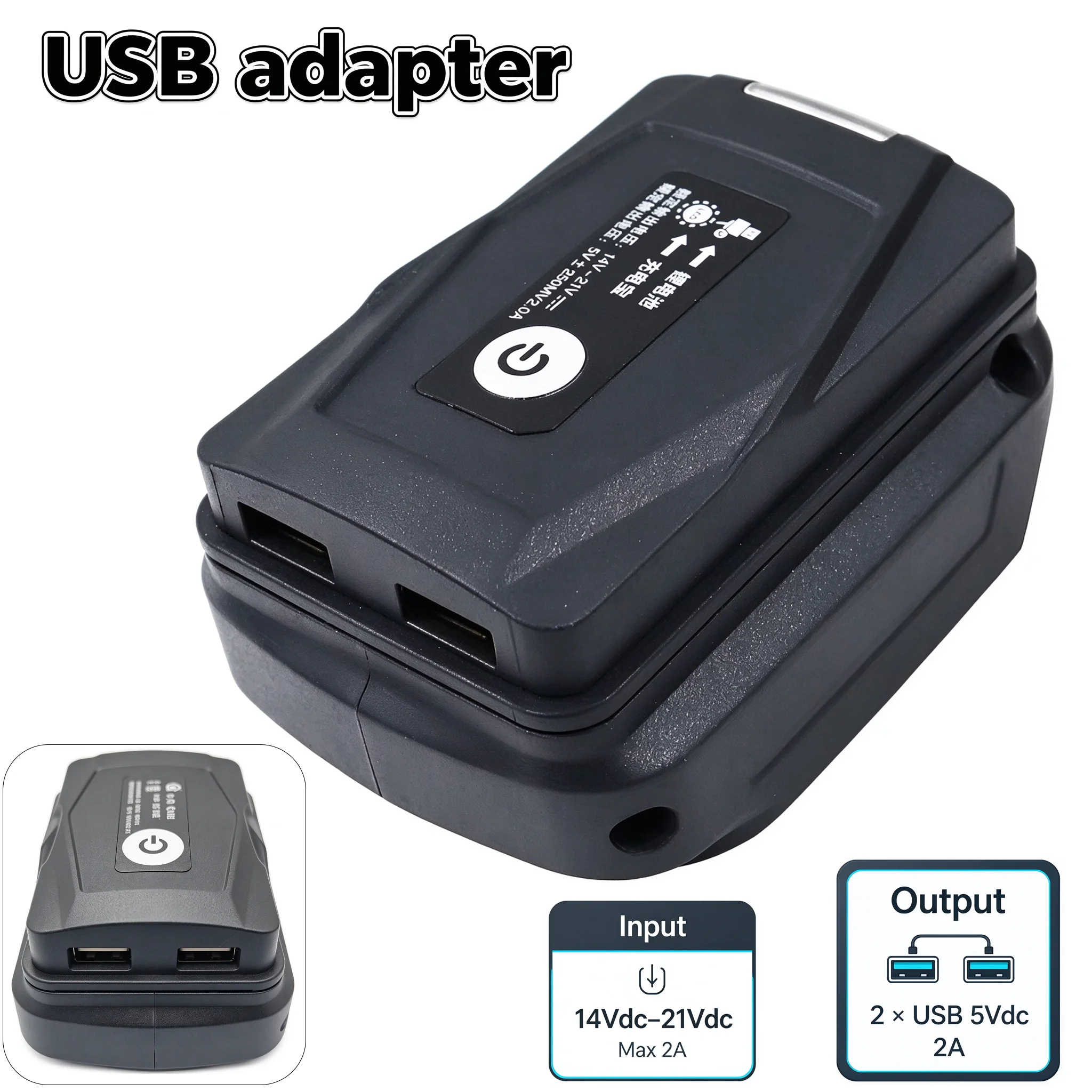 Adapter LED Lamp Flashlight USB  Power Bank Mobile Phone Charger For Makita HongSong BoDa FoGo 18V Li-ion Battery Lomvum Tool