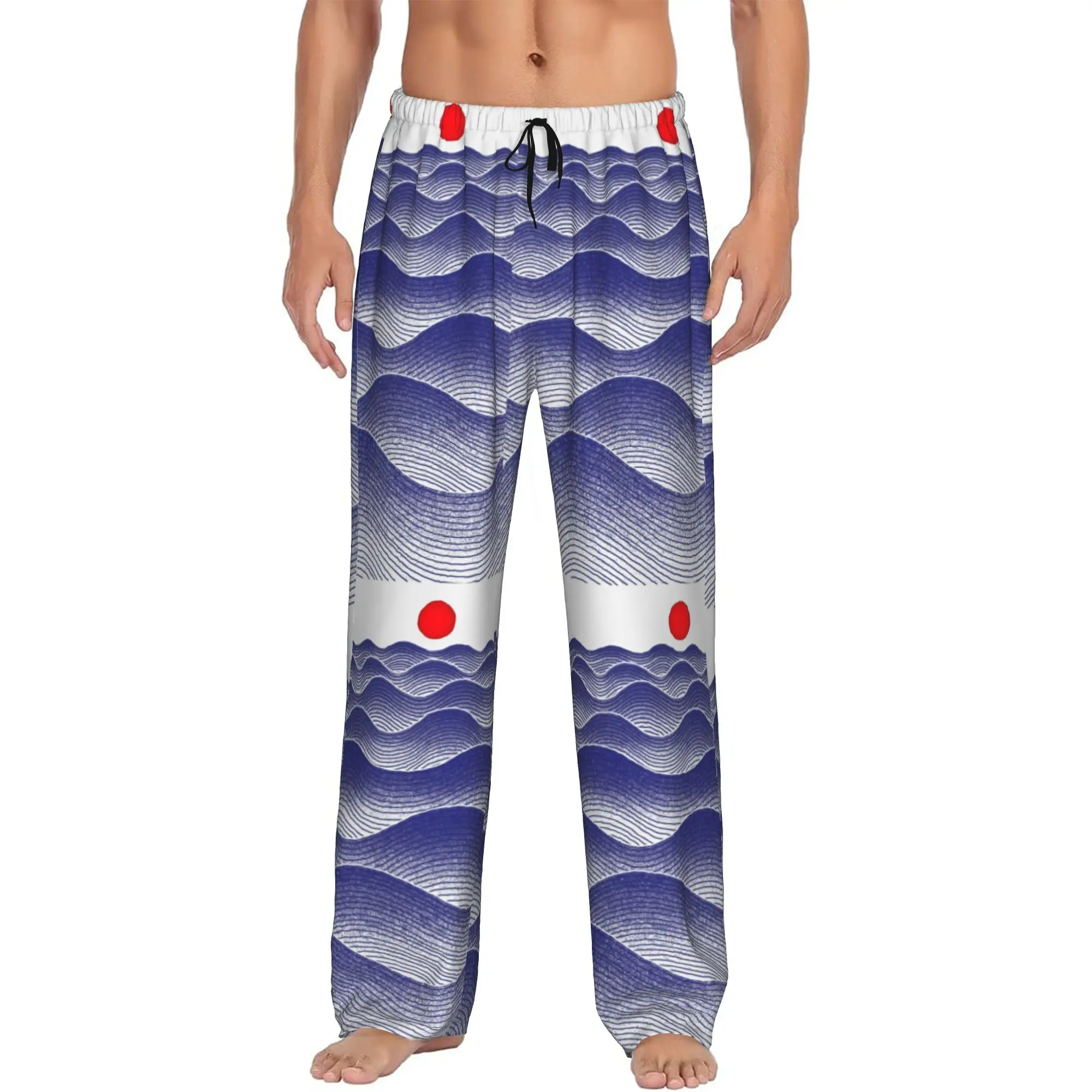 Custom Print Men's The Great Wave Off Kanagawa Pajama Pants  Sleepwear Sleep Lounge Bottoms with Pockets