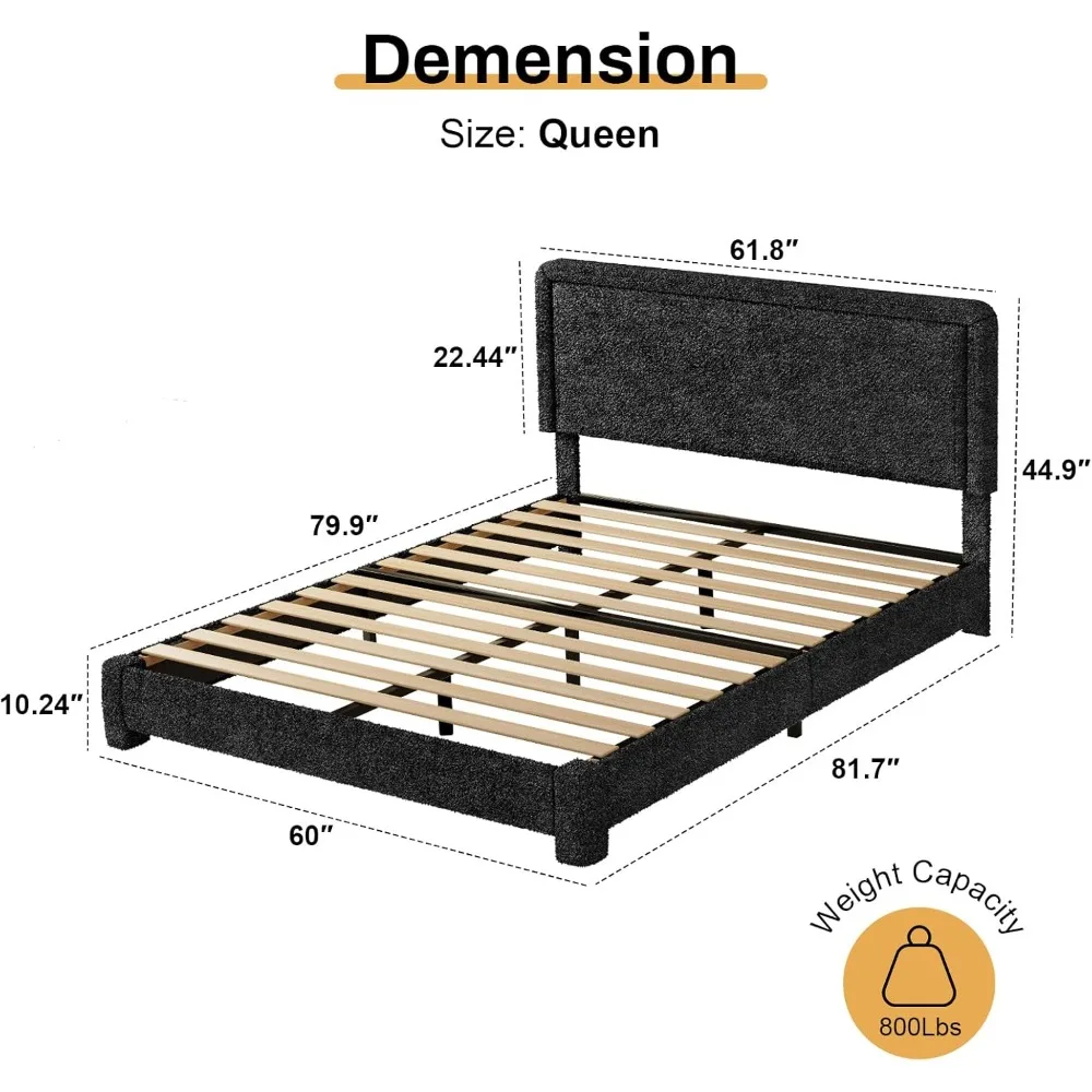 إطارات سرير معدنية مزدوجة مع لوح أمامي ولوح للقدمين، إطار سرير مزدوج مع ضوء LED، كريم أساس مرتبة مع مساحة تخزين تحت السرير/لا #2