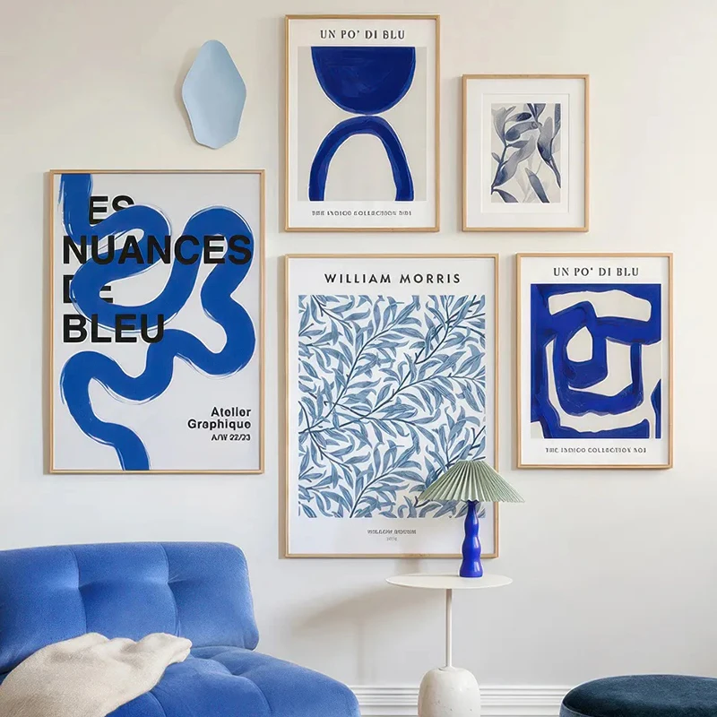 Abstract Blue Stripes Ocean Matisse Girl Flower Vase Wall Art Canvas Painting Posters And Prints Pictures For Living Room Decor
