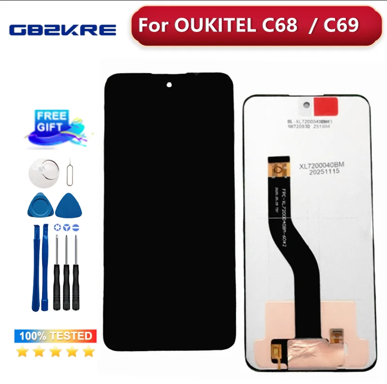 7.2"Origina for Oukitel c68 c68 Pro c68 Plus C69 LCD Screen Touch Screen Mount Replacement for Oukitel C69 C68 Pro LCD Screen
