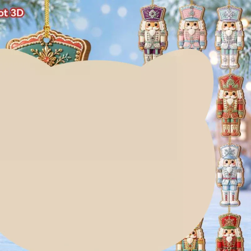 12/24/36Pcs Festival Christmas Tree Decor Vintage Nutcracker 2D Wooden Hanging Ornament For Holiday Decoration Gift Supply