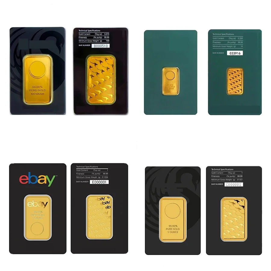 1oz/5g/10g/20g/50g/100g AU Zwaan Kangoeroe vergulde Bar MESSING Bullion Met Verzegelde Verpakking Verschillende Serienummer Niet Magnetisch