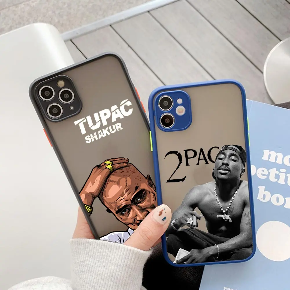 2PAC Tupac Rapper Hip Hop Phone Case For Apple iPhone 14 15 Plus 11 13 Pro Max 12 Mini XS XR 8 15 Pro Frosted Translucent Covers