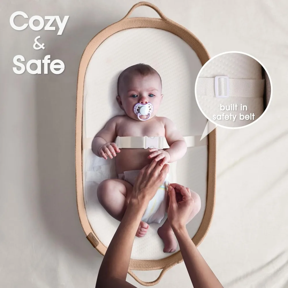 Baby Changing Basket Includes Diaper Caddy - Breathable & Waterproof Dual-Cover, Portable, Changing Pad for Dresser & Changing T