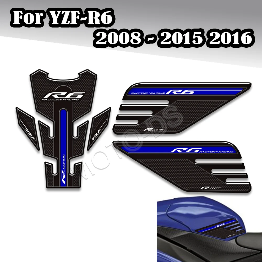Motorcycle Epoxy Resin 3D Tank Pad for Yamaha YZF-R6 YZF R6 YZFR6 2008-2016 Fuel Cover Waterproof Protective Stickers Kit