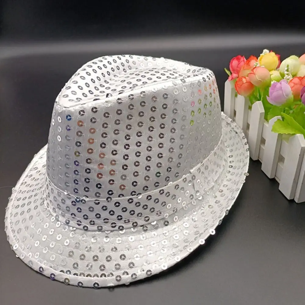 Fashion Sequins Jazz Hat Shiny Cosplay Panama Cap Stage Masquerade Dance Performance Hat Men Women