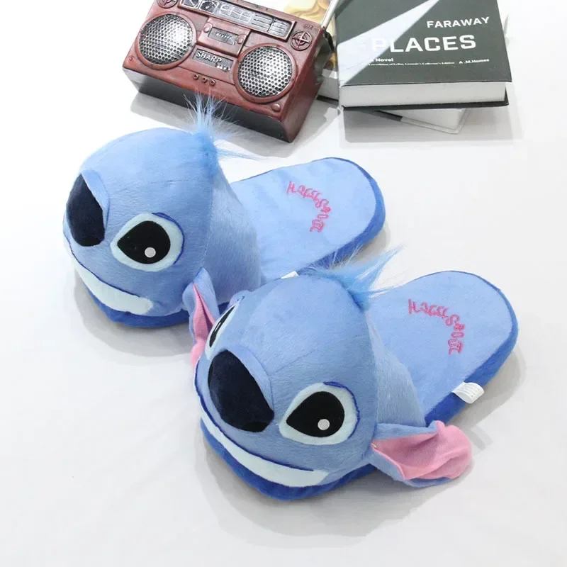 Stitch Plush Slippers Cotton Shoes Kids Winter Soft Warm Indoor Home Non-Slip Furry Shoes Girl Cartoon Cotton Slippers