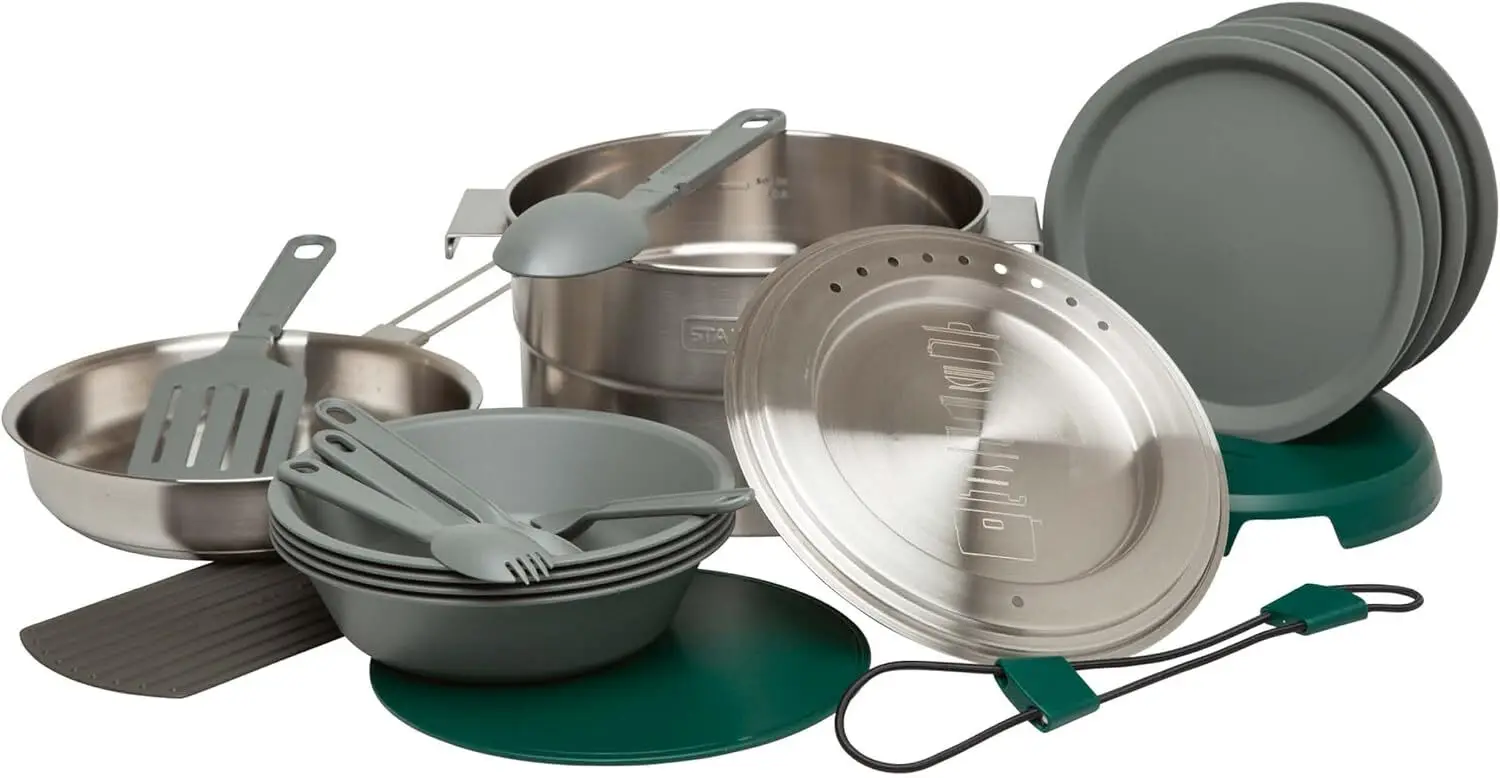 Adventure Full Kitchen Basecamp 11 Piece Camp Cook Set-Packable Unit, 3.5l, Stainless Steel