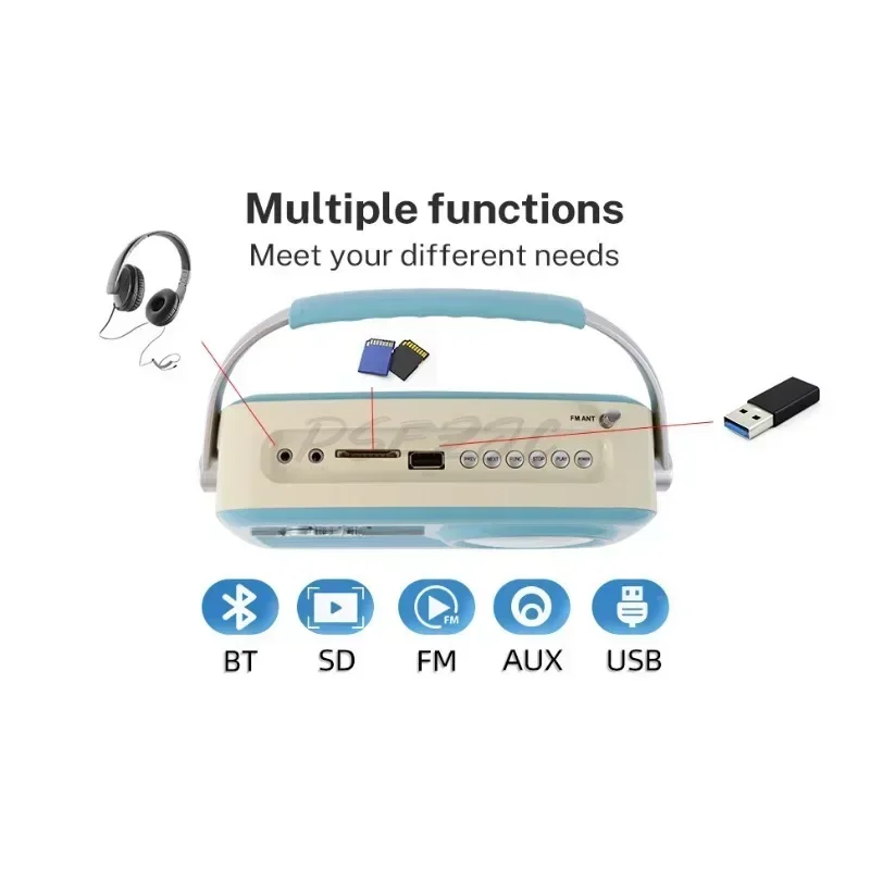 راديو بلوتوث متعدد الوظائف بتصميم ريترو P350 مع USB/DC/BT/SD/FM/AUX