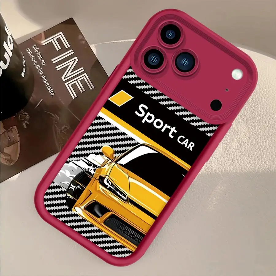 

Чехол для телефона Apple iPhone 17 Pro Max XS 13 Mini 16 15 12 14 Plus 16e 11 Air XR Super Sport Car