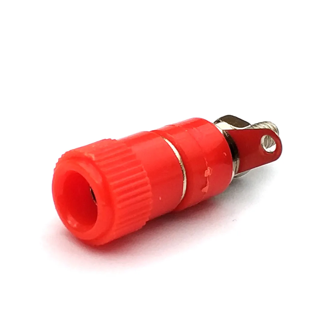 Enchufe Banana profesional de 4mm, tuerca de poste de encuadernación, conector Banana, niquelado para enchufe Banana de 4mm, color rojo y negro, JS-910B