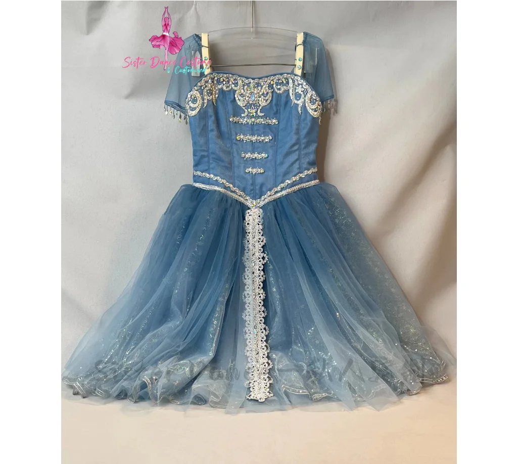 Vestido de competición de escenario personalizado para niños y mujeres, tutú con escena de Lago de los Cisnes, novedad de 2024