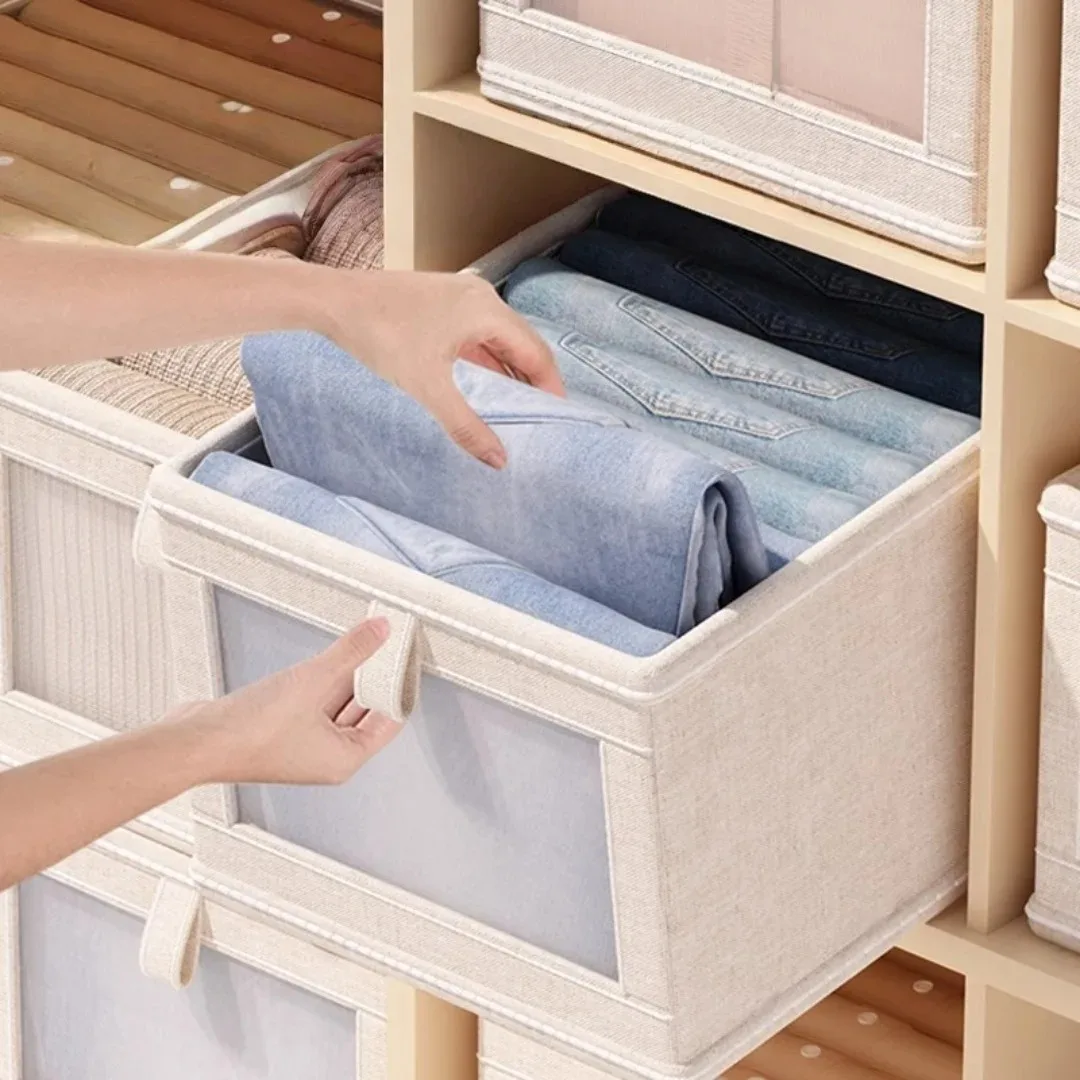 1PC Visible Wardrobe Storage Cabinet Drawer Organizer Box for T-Shirts Jeans Underwear Pants Clear Clothes Storage Solution view 5