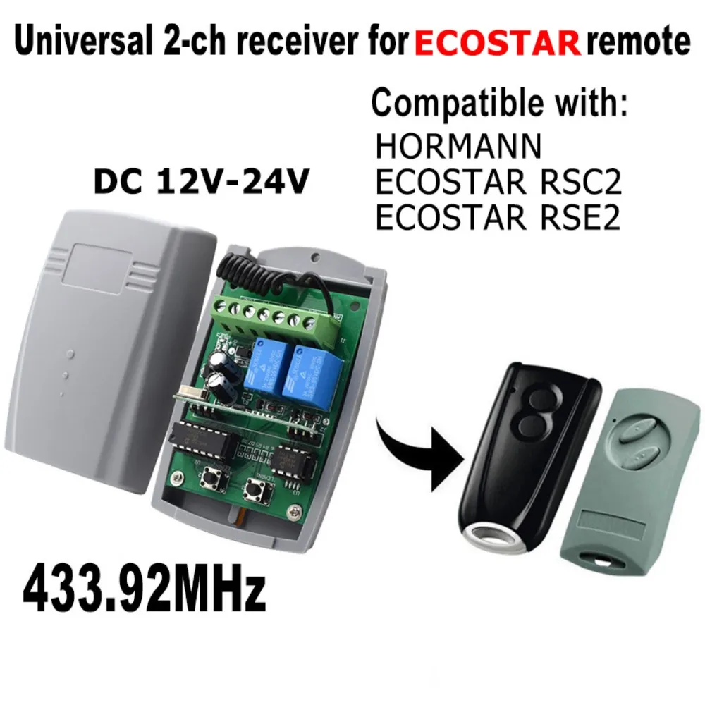 HORMANN ECOSTAR RSC2 RSE2 Remote Control Receiver ECOSTAR 433.92MHz Receiver Remote Control Switch Garage Gate